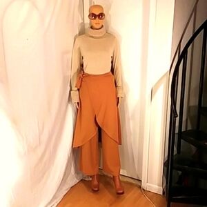 🔥 FP Fashion Peach flared Wrap Around Cape And Tie Pants